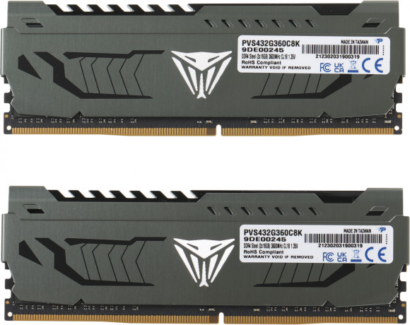 Память DDR4 2x16GB 3600MHz Patriot PVS432G360C8K Viper Steel RTL Gaming PC4-28800 CL18 DIMM 288-pin 1.35В single rank с радиатором Ret Память DDR4 2x16GB 3600MHz Patriot PVS432G360C8K Viper Steel RTL Gaming PC4-28800 CL18 DIMM 288-pin 1.35В single rank с радиатором Ret