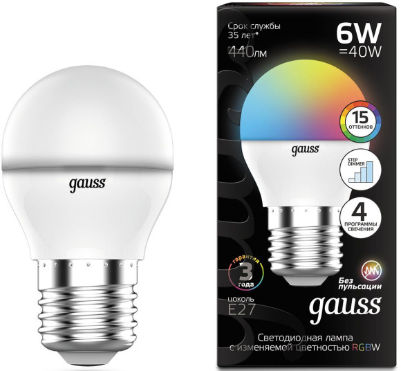 Лампа светодиодная Gauss Filament 102902220 20Вт цок.:E27 груша 220B 4100K св.свеч.бел.нейт. (упак.:1шт)