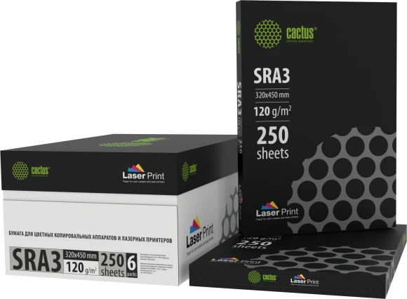 Бумага Cactus CS-LPSRA3120250 SRA3 марка A/120г/м2/250л./белый CIE170% для лазерной печати