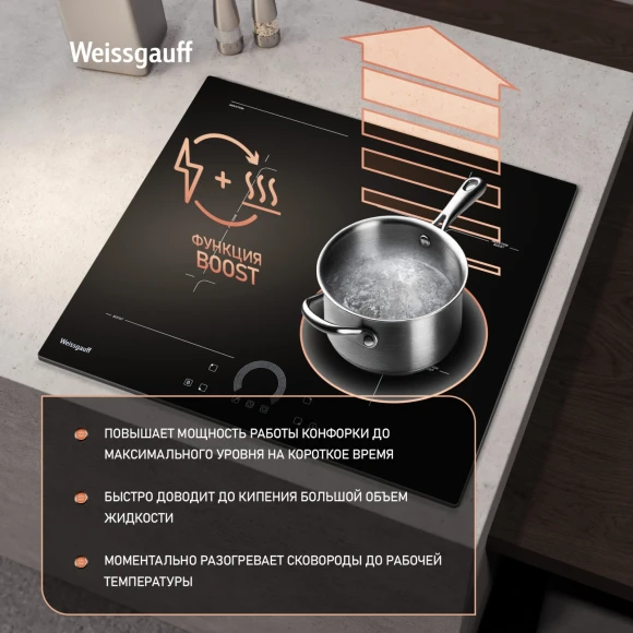 Индукционная варочная поверхность Weissgauff HI 643 BFZC черный