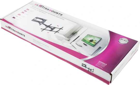 Кронштейн для телевизора Ultramounts UM915 черный 37"-75" макс.50кг настенный поворот и наклон Кронштейн для телевизора Ultramounts UM915 черный 37"-75" макс.50кг настенный поворот и наклон