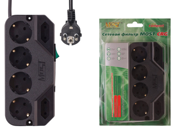 Сетевой фильтр Most CRG 5м (6 розеток) черный (блистер)
