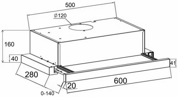 Вытяжка встраиваемая Lex Hubble 600 WH белый управление: кнопочное (1 мотор)