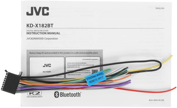 Автомагнитола JVC KD-X182BT 1DIN 4x50Вт v4.2 ПДУ RDS