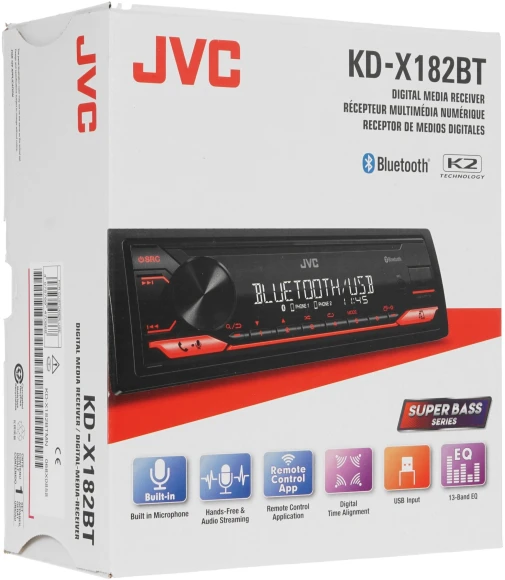Автомагнитола JVC KD-X182BT 1DIN 4x50Вт v4.2 ПДУ RDS