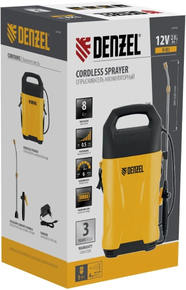Опрыскиватель Denzel D-8LI аккум. наполь. 8л желтый/черный (64795)