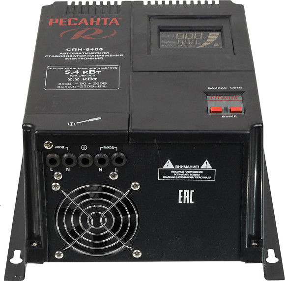 Стабилизатор напряжения Ресанта СПН-5400 однофазный черный (63/6/26)