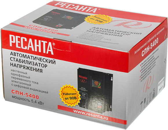 Стабилизатор напряжения Ресанта СПН-5400 однофазный черный (63/6/26)