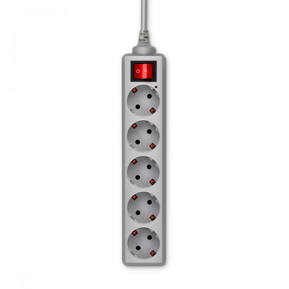 Сетевой фильтр Buro 500SL-5-G 5м (5 розеток) серый (пакет ПЭ)