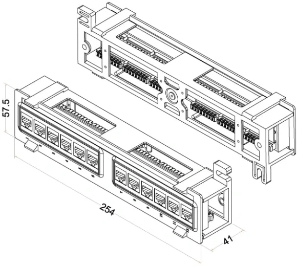 Патч-панель Hyperline PPW-12-8P8C-C5E 12xRJ45 кат.5e UTP