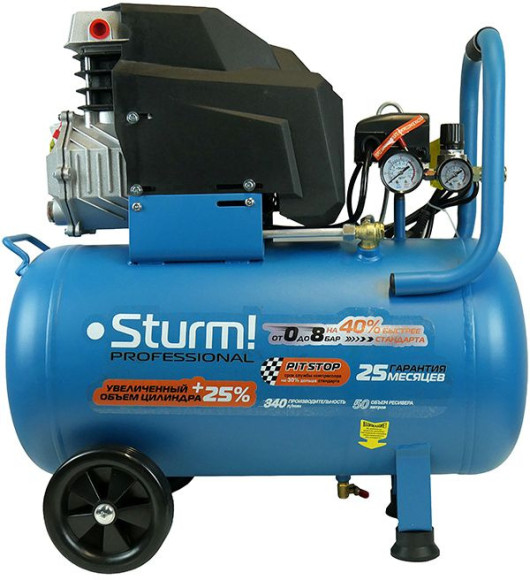Компрессор поршневой Sturm! AC93150P масляный 340л/мин 50л 2000Вт голубой/черный Компрессор поршневой Sturm! AC93150P масляный 340л/мин 50л 2000Вт голубой/черный