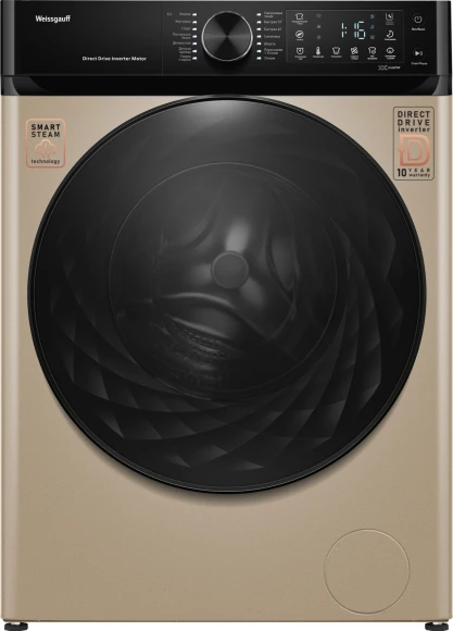 Стиральная машина Weissgauff WM 59411 Direct Drive Inverter Steam Champagne класс: A+++ загр.фронтальная макс.:11кг золотистый инвертор