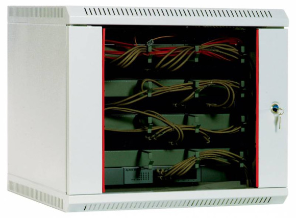 Шкаф коммутационный ЦМО (ШРН-12.650) настенный 12U 600x650мм пер.дв.стекл несъемн.бок.пан. 100кг серый 605мм 23.8кг 180град. 632мм