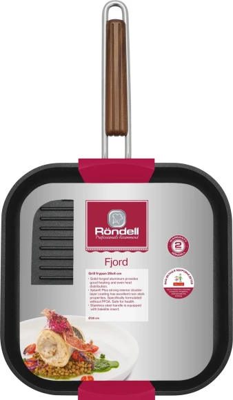 Сковорода-гриль Rondell Fjord RDA-1798 квадратная 26см покрытие: Xylan Plus ручка несъемная (без крышки) черный Сковорода-гриль Rondell Fjord RDA-1798 квадратная 26см покрытие: Xylan Plus ручка несъемная (без крышки) черный