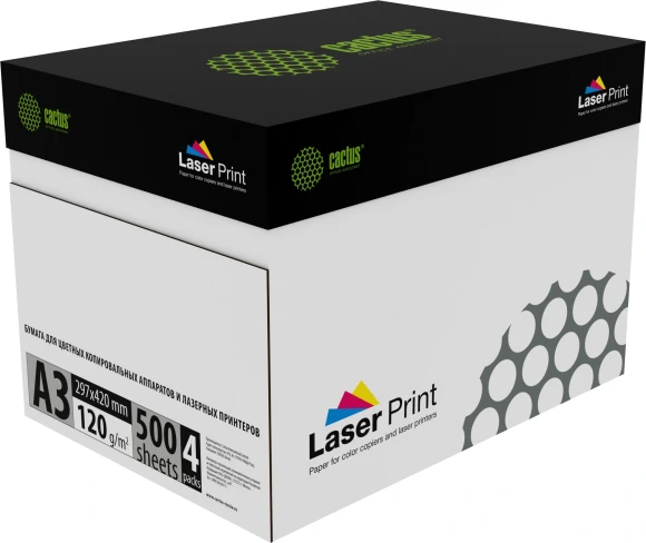 Бумага Cactus CS-LPA3120500 A3 марка A/120г/м2/500л./белый CIE170% для лазерной печати Бумага Cactus CS-LPA3120500 A3 марка A/120г/м2/500л./белый CIE170% для лазерной печати