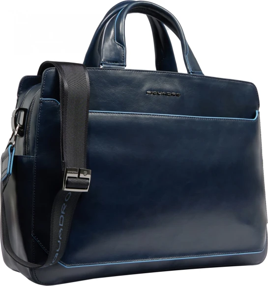Деловая сумка Piquadro Blue Square CA6590B2/BLU2 с отделением для ноутбука 15.6" темно-синяя натур.кожа