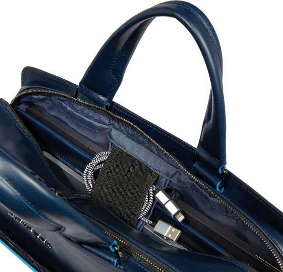 Деловая сумка Piquadro Blue Square CA6590B2/BLU2 с отделением для ноутбука 15.6" темно-синяя натур.кожа