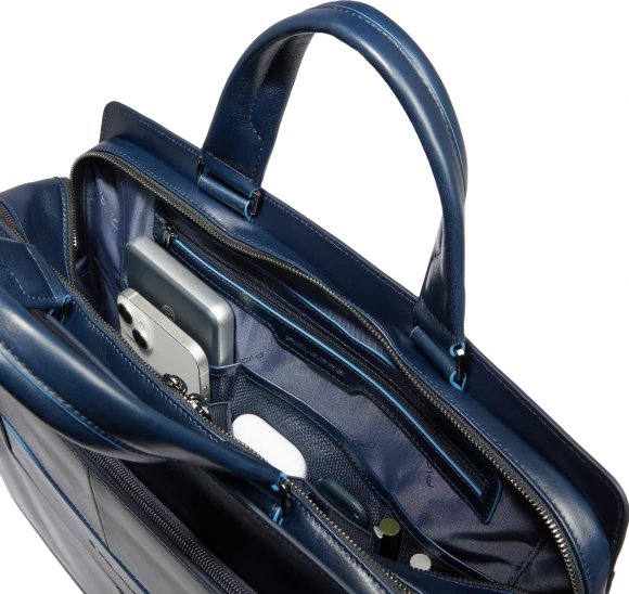 Деловая сумка Piquadro Blue Square CA6590B2/BLU2 с отделением для ноутбука 15.6" темно-синяя натур.кожа
