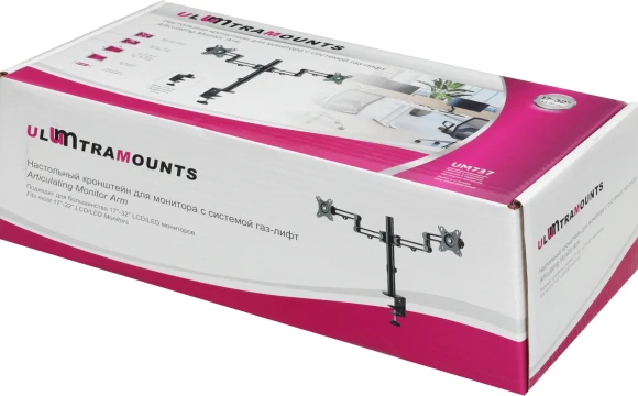 Кронштейн для мониторов Ultramounts UM737 черный 17"-32" макс.8кг крепление к столешнице поворот и наклон