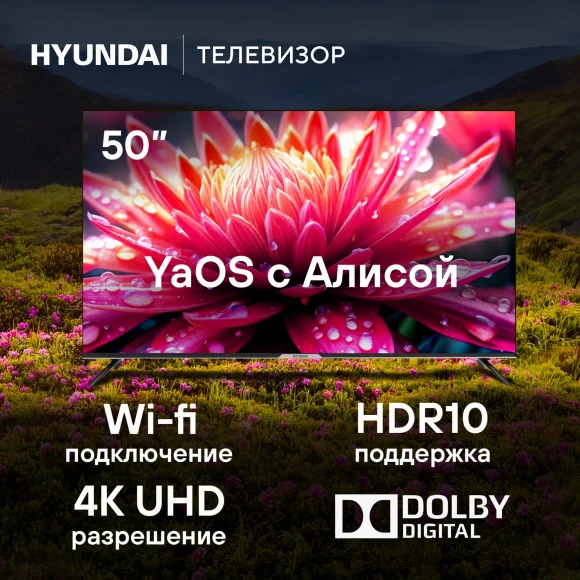 Телевизор LED Hyundai 50" H-LED50BU7003 Яндекс.ТВ Frameless черный 4K Ultra HD 60Hz DVB-T DVB-T2 DVB-C DVB-S DVB-S2 USB WiFi Smart TV Телевизор LED Hyundai 50" H-LED50BU7003 Яндекс.ТВ Frameless черный 4K Ultra HD 60Hz DVB-T DVB-T2 DVB-C DVB-S DVB-S2 USB WiFi Smart TV