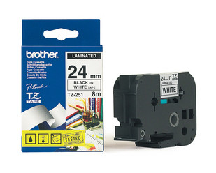 Картридж ленточный Brother TZE251 черный на белом 24x8 для Brother P-Touch