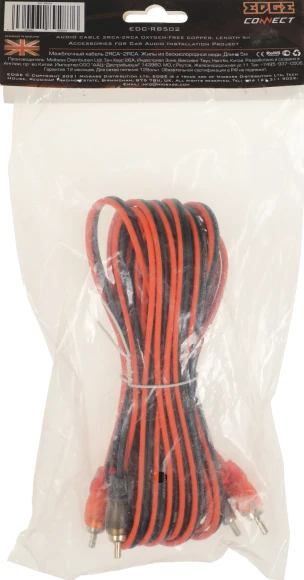 Кабель межблочный Edge EDC-RB502 5м черный/красный (упак.:1шт)