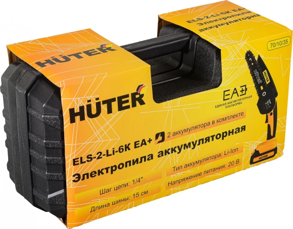 Цепная пила Huter ELS ELS-2-Li-6K аккум. дл.шины:6" (15.2cm) 2аккум. 2Ач ЗУ (70/10/35) Цепная пила Huter ELS ELS-2-Li-6K аккум. дл.шины:6" (15.2cm) 2аккум. 2Ач ЗУ (70/10/35)