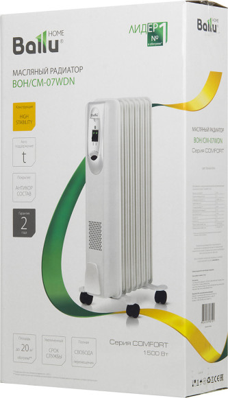 Радиатор масляный Ballu Comfort BOH/CM-07WDN 1500Вт белый/черный