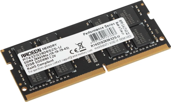 Память DDR4 32Gb 2666MHz AMD R7432G2606S2S-U Radeon R7 Performance Series RTL PC4-21300 CL19 SO-DIMM 260-pin 1.2В Ret Память DDR4 32Gb 2666MHz AMD R7432G2606S2S-U Radeon R7 Performance Series RTL PC4-21300 CL19 SO-DIMM 260-pin 1.2В Ret