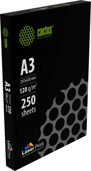 Бумага Cactus CS-LPA3120250 A3 марка A/120г/м2/250л./белый CIE170% для лазерной печати Бумага Cactus CS-LPA3120250 A3 марка A/120г/м2/250л./белый CIE170% для лазерной печати