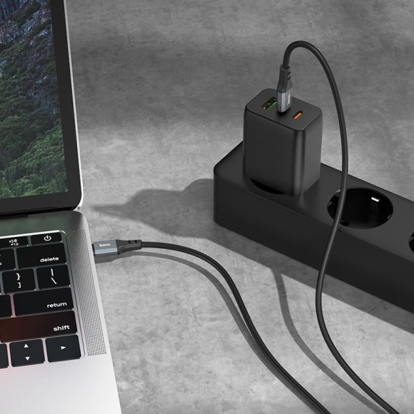 Кабель Hoco Spear X86 TYPE-C TO TYPE-C USB Type-C (m)-USB Type-C (m) 1м черный коробка Кабель Hoco Spear X86 TYPE-C TO TYPE-C USB Type-C (m)-USB Type-C (m) 1м черный коробка