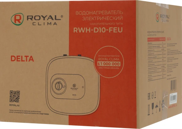 Водонагреватель Royal Clima RWH-D10-FEU 1.5кВт 10л электрический настенный/белый