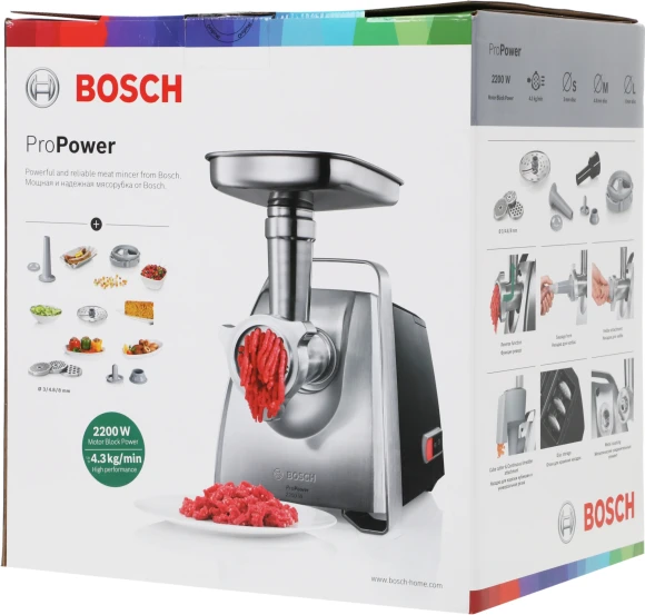 Мясорубка Bosch ProPower MFW68680 2200Вт черный/серый Мясорубка Bosch ProPower MFW68680 2200Вт черный/серый