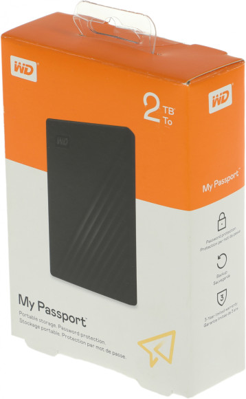 Жесткий диск WD USB3.2 Gen1 2TB WDBYVG0020BBK-WESN My Passport 2.5" черный