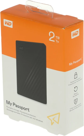Жесткий диск WD USB3.2 Gen1 2TB WDBYVG0020BBK-WESN My Passport 2.5" черный
