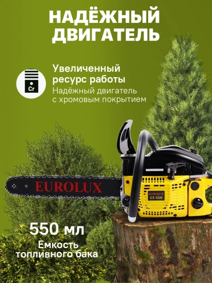 Бензопила Eurolux GS-5220 2800Вт 3.81л.с. дл.шины:20" (50cm) (70/6/8) Бензопила Eurolux GS-5220 2800Вт 3.81л.с. дл.шины:20" (50cm) (70/6/8)