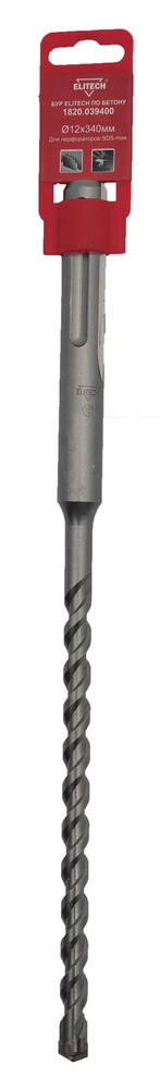 Бур Elitech 1820.039400 по бетону Д=12мм Дл=340мм (1пред.) для перфораторов Бур Elitech 1820.039400 по бетону Д=12мм Дл=340мм (1пред.) для перфораторов