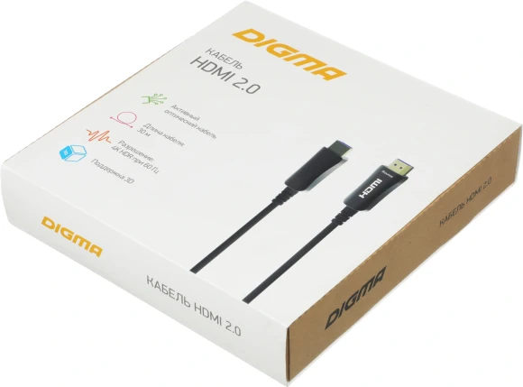 Кабель аудио-видео Digma HDMI 2.0 AOC HDMI (m)/HDMI (m) 30м. позолоч.конт. черный (BHP AOC 2.0-30)