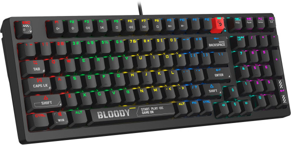 Клавиатура A4Tech S98 механическая черный USB for gamer LED (S98 BLACK) кабель 1.8м