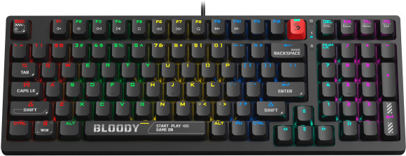 Клавиатура A4Tech S98 механическая черный USB for gamer LED (S98 BLACK) кабель 1.8м