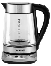 Чайник электрический Hyundai HYK-G3026 1.7л. 2200Вт серебристый/черный корпус: стекло/металл/пластик
