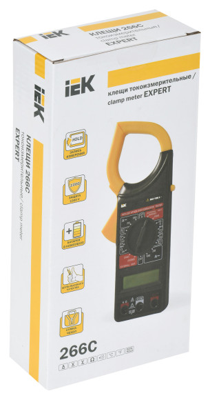 Клещи токоизмерительные IEK Expert 266C цифр. измер.ток:переменный черный/желтый (TCM-1C-266)