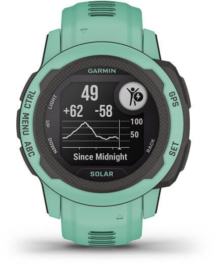 Смарт-часы Garmin Instinct 2S Solar Tactical 20мм 1.3" AMOLED корп.черный/мятный рем.мятный (010-02564-02)