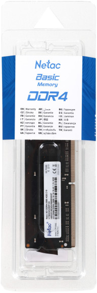 Память DDR4 4Gb 2666MHz Netac NTBSD4N26SP-04 Basic RTL PC4-21300 CL19 SO-DIMM 260-pin 1.2В single rank Ret