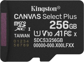 Флеш карта microSDXC 256GB Kingston SDCS3/256GBSP Canvas Select Plus V10 A1 w/o adapter Флеш карта microSDXC 256GB Kingston SDCS3/256GBSP Canvas Select Plus V10 A1 w/o adapter