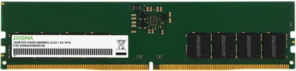 Память DDR5 16GB 7200MHz Digma DGMAD57200016S RTL PC5-57600 CL34 DIMM 288-pin 1.45В single rank Ret