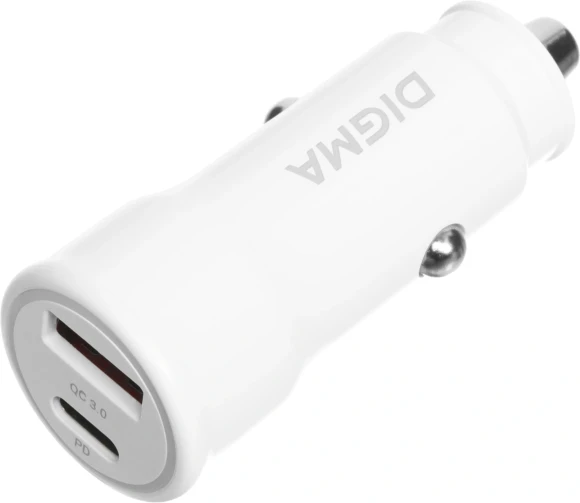 Автомобильное зар./устр. Digma DGC2С 20W 3A (PD+QC) USB-C/USB-A белый (DGC2C0HX12WH)