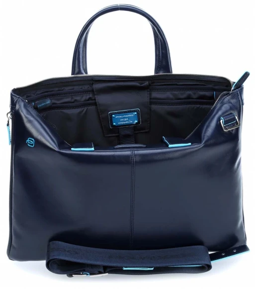 Деловая сумка Piquadro Blue Square CA4021B2/BLU2 с отделением для ноутбука 15.6" синяя натур.кожа