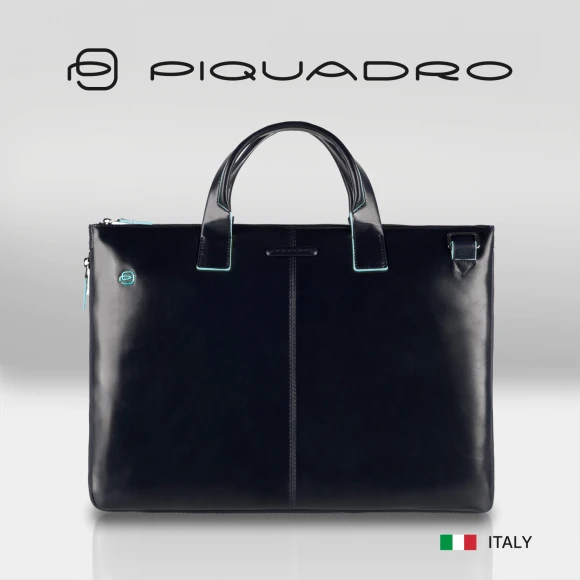 Деловая сумка Piquadro Blue Square CA4021B2/BLU2 с отделением для ноутбука 15.6" синяя натур.кожа