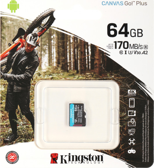 Флеш карта microSDXC 64GB Kingston SDCG3/64GBSP Canvas Go! Plus w/o adapter